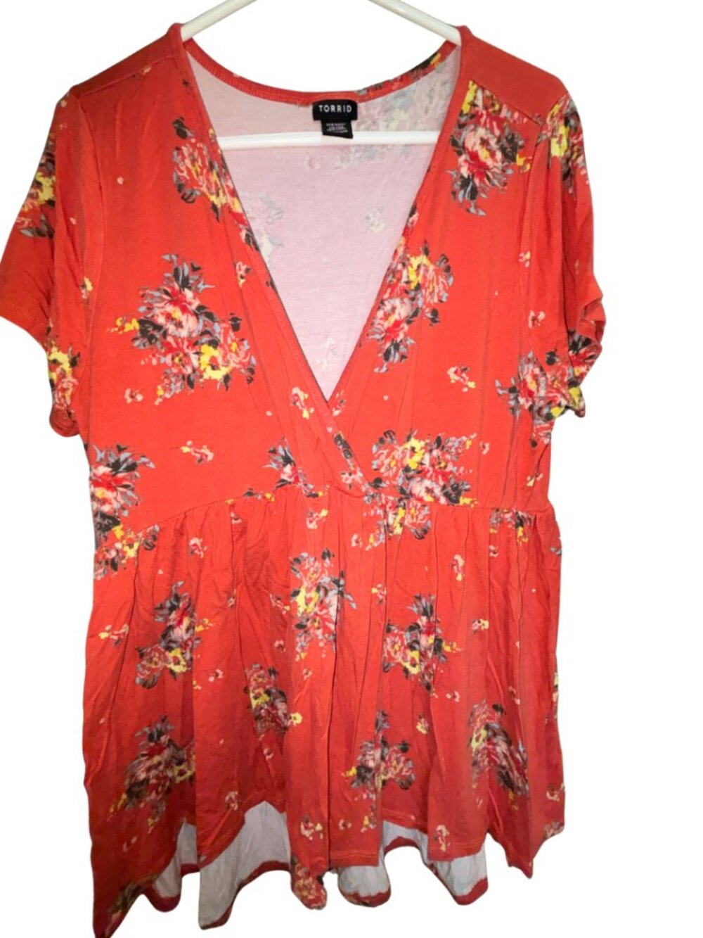 Orange floral Torrid babydoll top size 1